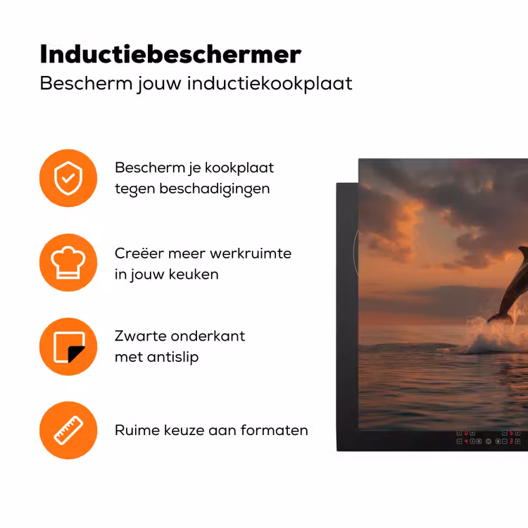 Dolfijnen - Zee - Realistisch Inductie beschermer vinyl 3mm klein -zzzzzzz-td-ups