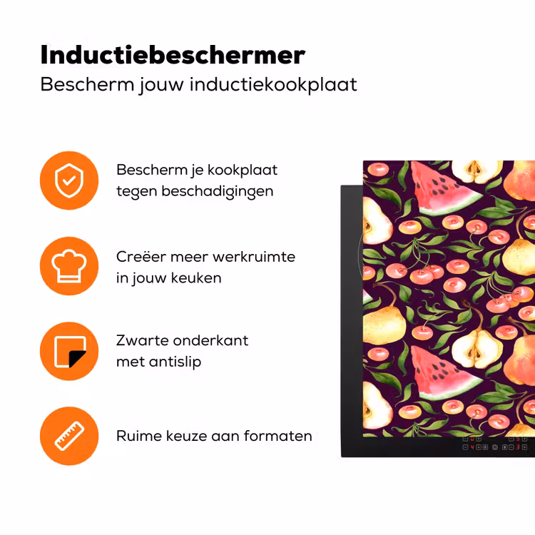 Donker - Bladeren - Fruit - Patroon Inductie beschermer vinyl 3mm klein 276 -zzzzzzz-td-ups