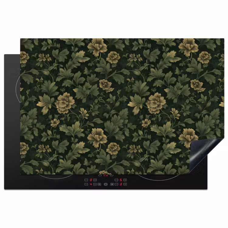 Donker - Groen - Goud - Botanisch Inductie beschermer vinyl 3mm klein 276 -3d