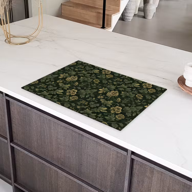 Donker - Groen - Goud - Botanisch Inductie beschermer vinyl 3mm klein 276 -sfeer8