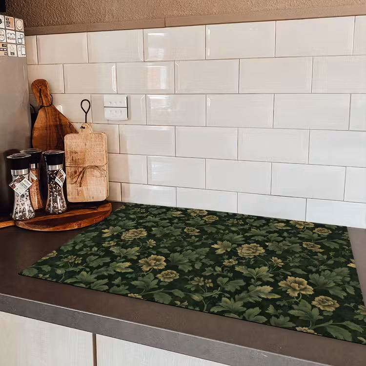 Donker - Groen - Goud - Botanisch Inductie beschermer vinyl 3mm klein 276 -sfeer3