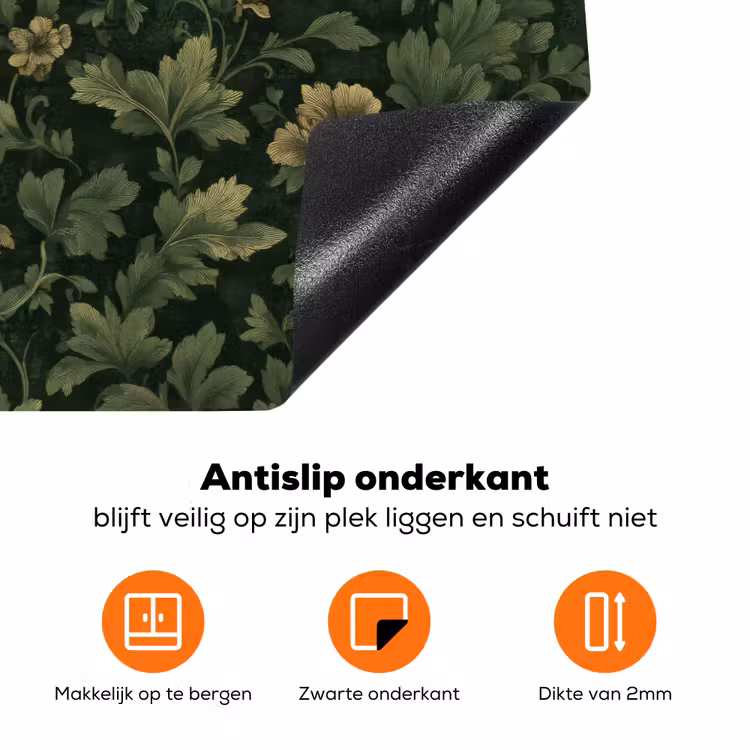 Donker - Groen - Goud - Botanisch Inductie beschermer vinyl 3mm klein 276 -zzzzzzz-td-onderkant