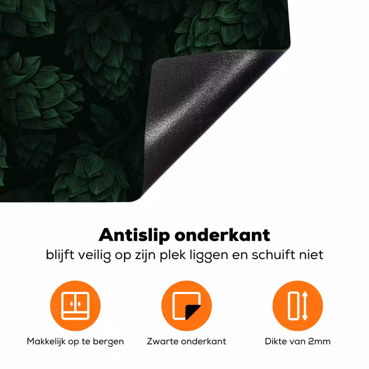 Donker - Groen - Hopbellen - Botanisch - Illustratie Inductie beschermer vinyl 3mm klein 276 -zzzzzzz-td-onderkant