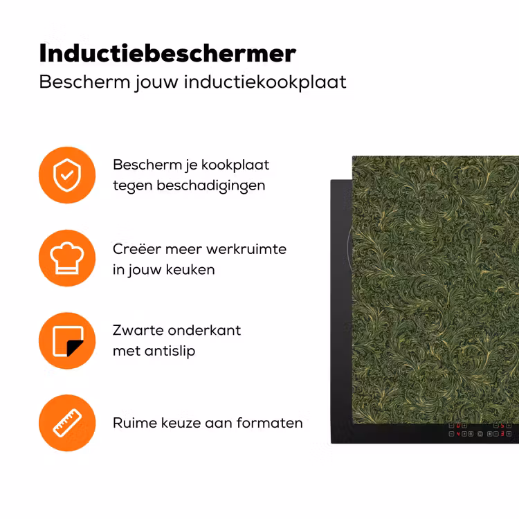 Donker - Groen - Krullend - Botanisch Inductie beschermer vinyl 3mm klein 276 -zzzzzzz-td-ups