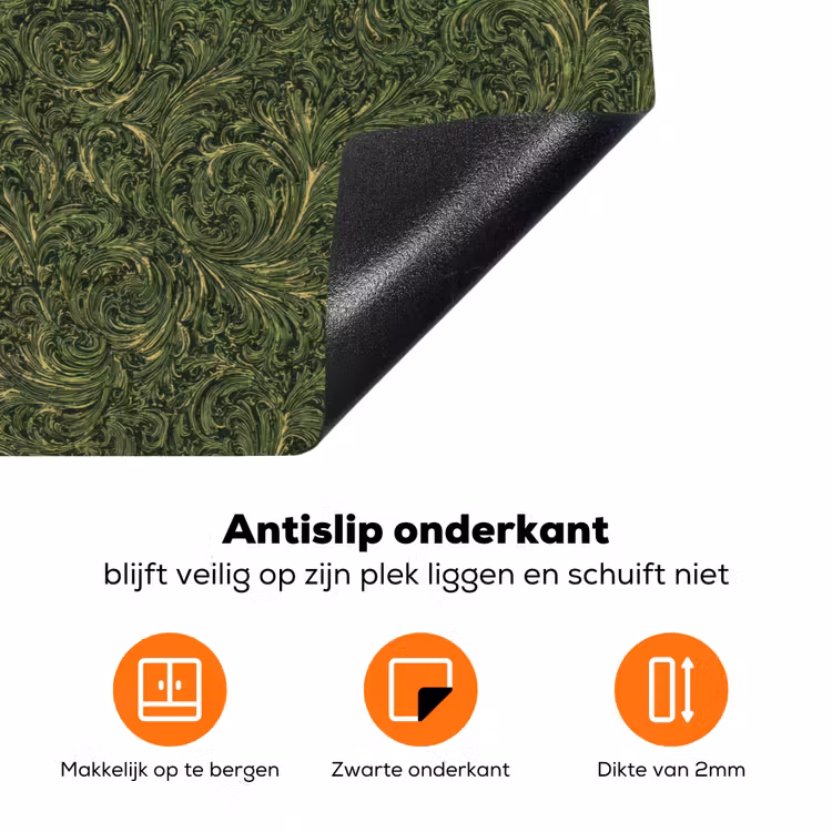 Donker - Groen - Krullend - Botanisch Inductie beschermer vinyl 3mm klein 276 -zzzzzzz-td-onderkant