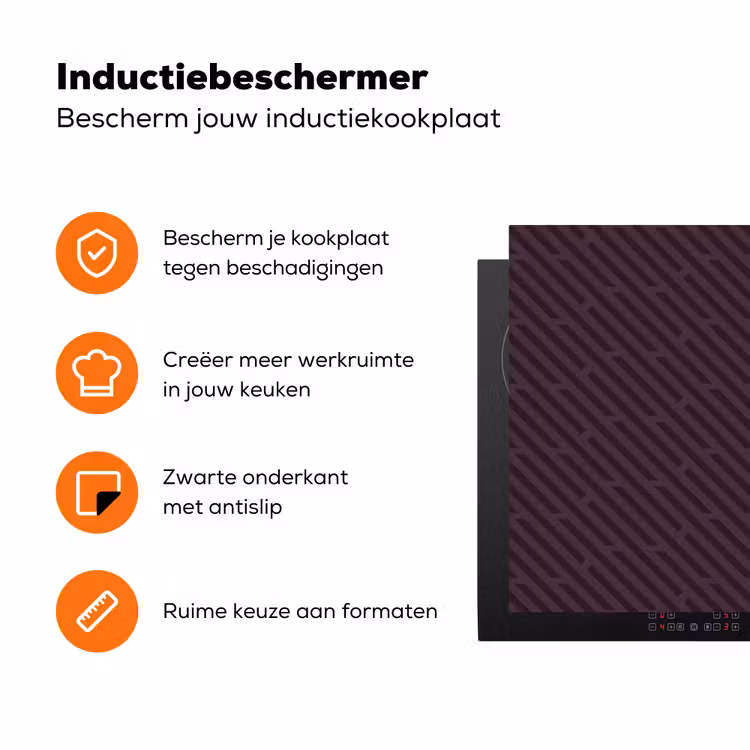 Donker - Paars - Patroon - Strepen Inductie beschermer vinyl 3mm klein 276 -zzzzzzz-td-ups