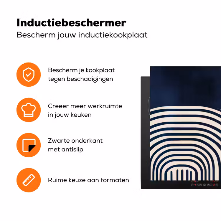 Donkerblauw - Abstract - Lijnen Inductie beschermer vinyl 3mm klein -zzzzzzz-td-ups
