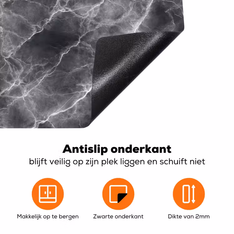 Donkergrijs - Bliksem - Marmer Inductie beschermer vinyl 3mm klein 276 -zzzzzzz-td-onderkant