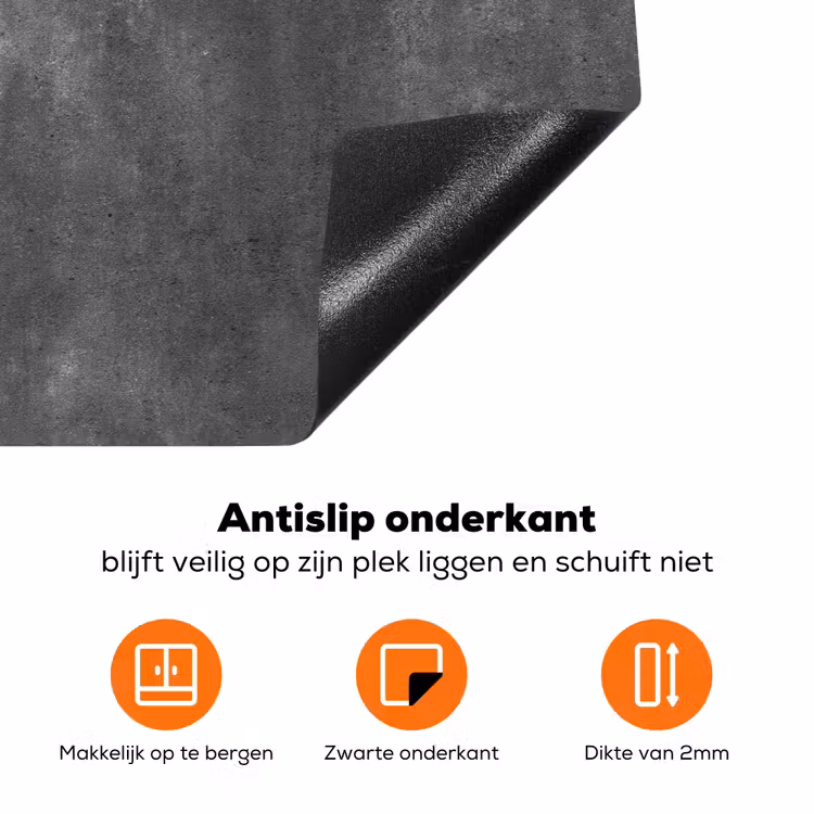 Donkergrijs - Ruw - Beton Inductie beschermer vinyl 3mm klein 276 -zzzzzzz-td-onderkant