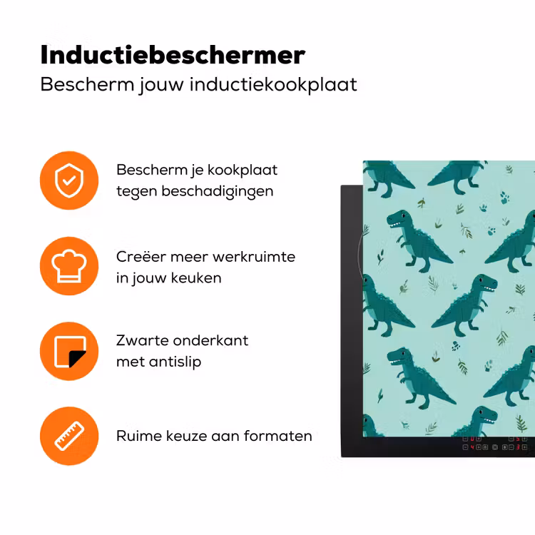 Donkergroen - Dinosaurussen - Afdrukken - Bladeren Inductie beschermer vinyl 3mm klein -zzzzzzz-td-ups