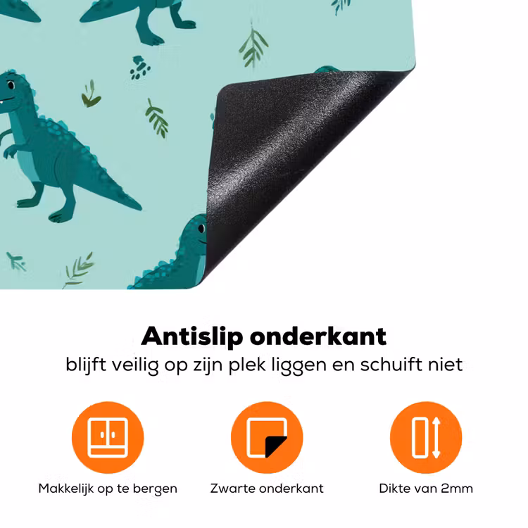 Donkergroen - Dinosaurussen - Afdrukken - Bladeren Inductie beschermer vinyl 3mm klein -zzzzzzz-td-onderkant