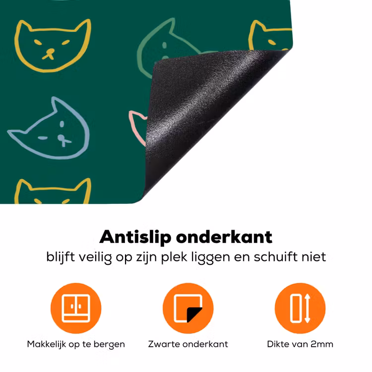Donkergroen - Gezichten - Katten - Kleuren Inductie beschermer vinyl 3mm klein 276 -zzzzzzz-td-onderkant