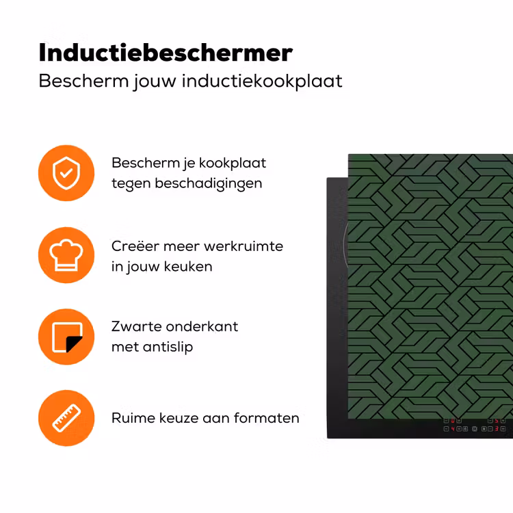 Donkergroen - Patroon - Lijnen - Zwart Inductie beschermer vinyl 3mm klein 276 -zzzzzzz-td-ups