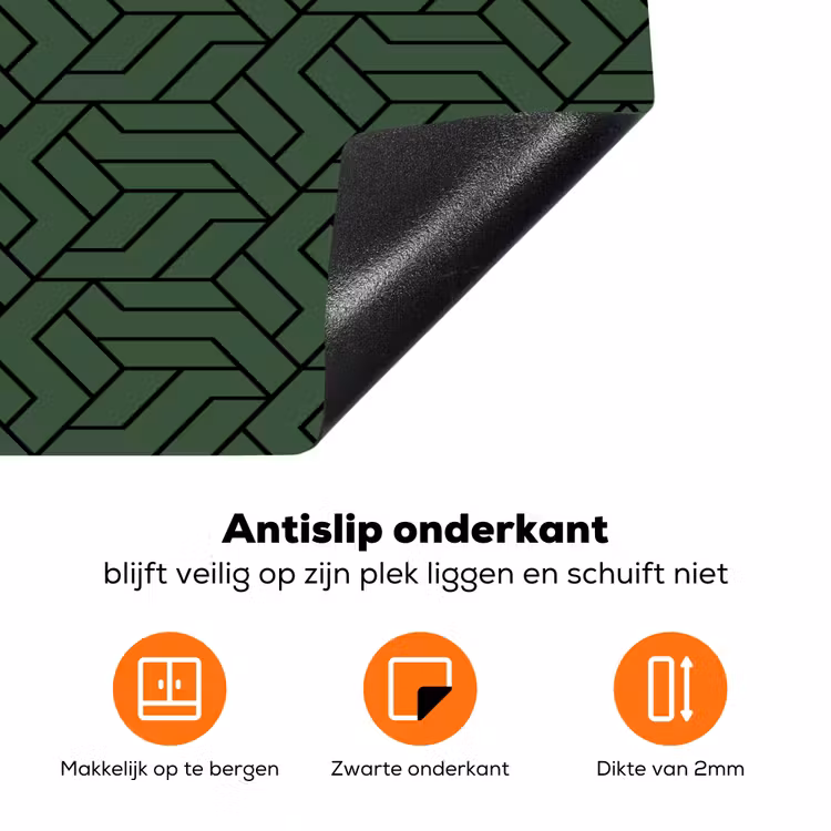 Donkergroen - Patroon - Lijnen - Zwart Inductie beschermer vinyl 3mm klein 276 -zzzzzzz-td-onderkant
