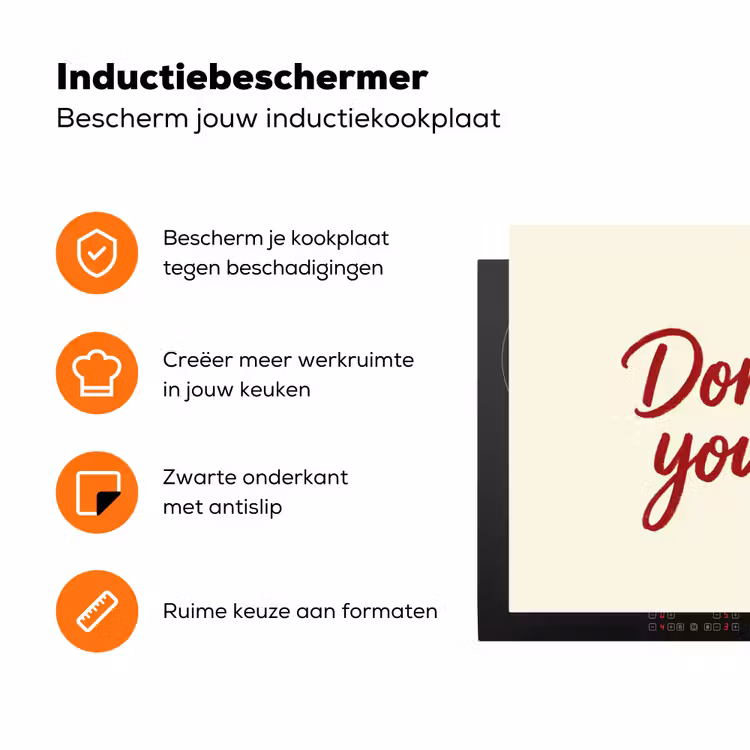 Don't lose your fire - Rood - Wit - Minimalistisch Inductie beschermer vinyl 3mm klein -zzzzzzz-td-ups