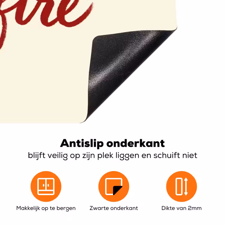 Don't lose your fire - Rood - Wit - Minimalistisch Inductie beschermer vinyl 3mm klein -zzzzzzz-td-onderkant
