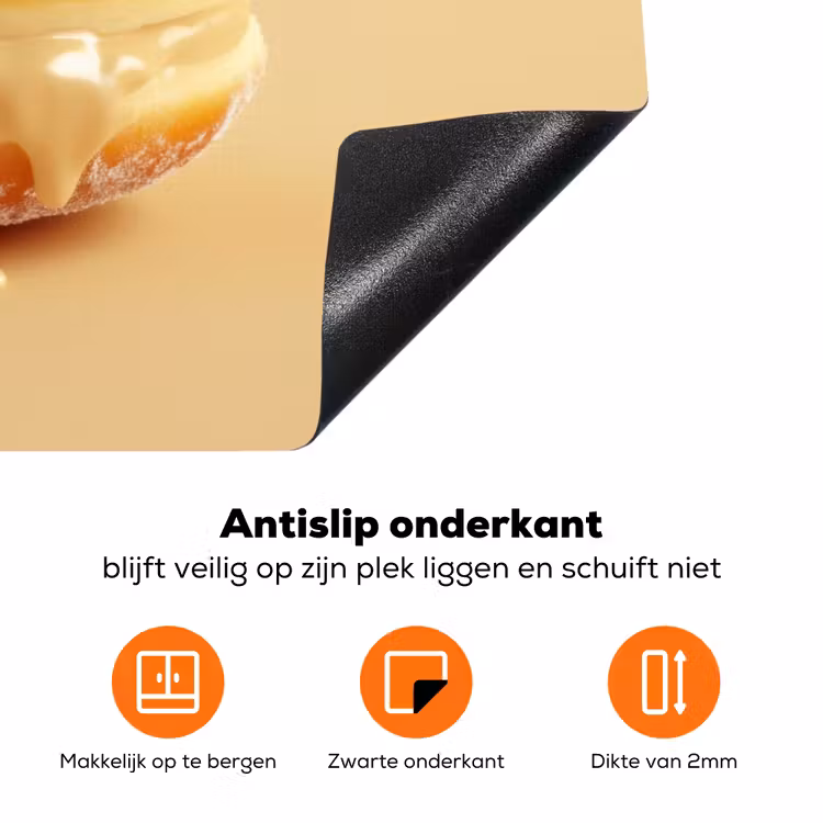 Donut - Romig - Poedersuiker - Beige Inductie beschermer vinyl 3mm klein -zzzzzzz-td-onderkant