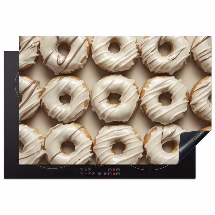 Donuts - Chocolade - Wit - Beige Inductie beschermer vinyl 3mm klein -3d