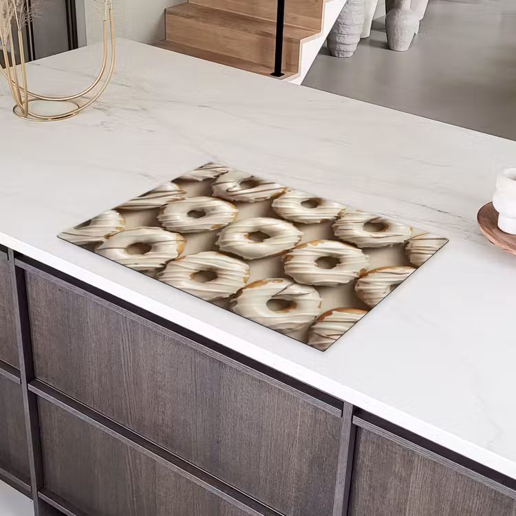 Donuts - Chocolade - Wit - Beige Inductie beschermer vinyl 3mm klein -sfeer8