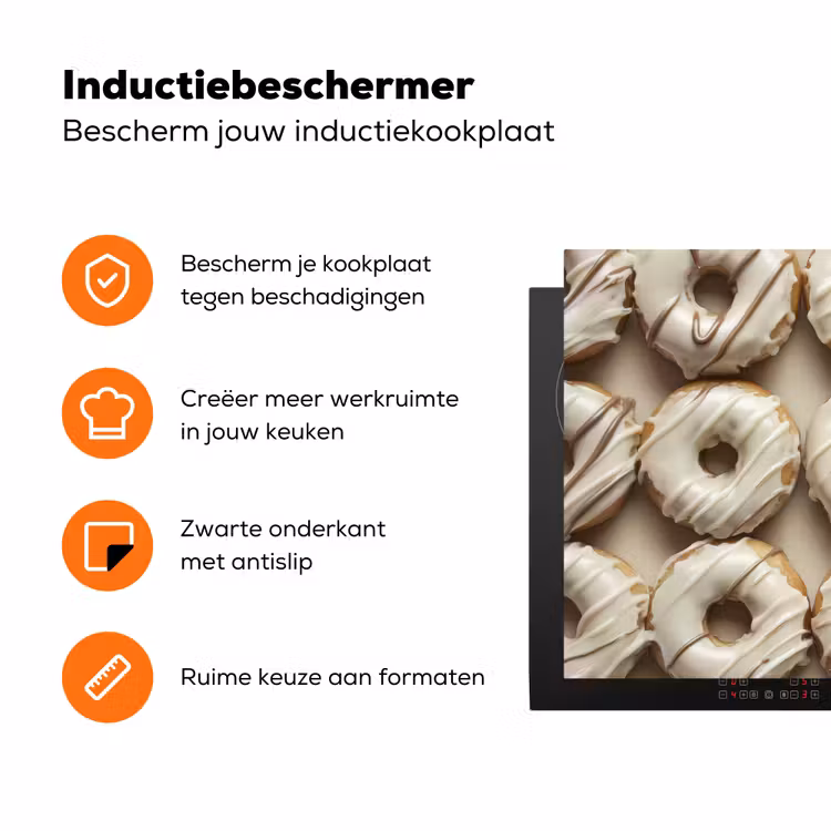 Donuts - Chocolade - Wit - Beige Inductie beschermer vinyl 3mm klein -zzzzzzz-td-ups