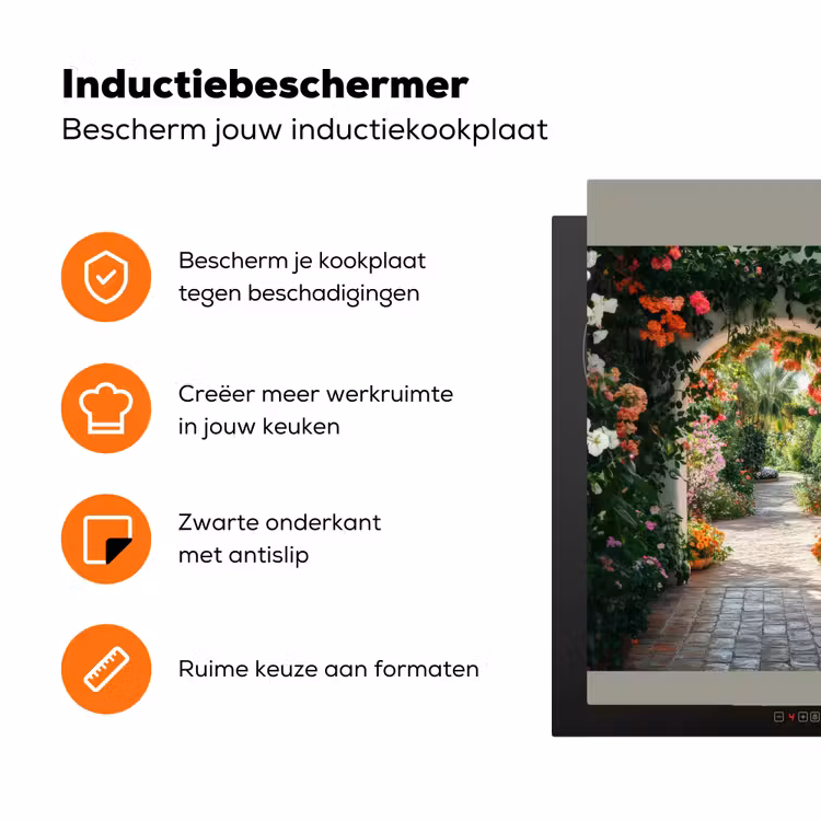 Doorkijk - Bloemen - Natuur - Bloementuin Inductie beschermer vinyl 3mm middel -zzzzzzz-td-ups