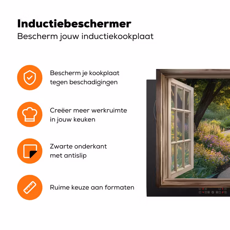 Doorkijk - Bloemen - Natuur - Zon - Pad Inductie beschermer vinyl 3mm klein -zzzzzzz-td-ups