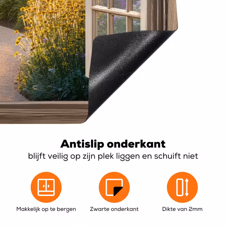 Doorkijk - Bloemen - Natuur - Zon - Pad Inductie beschermer vinyl 3mm klein -zzzzzzz-td-onderkant