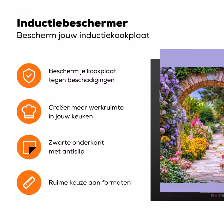 Doorkijk - Bloemen - Pad - Natuur Inductie beschermer vinyl 3mm middel -zzzzzzz-td-ups