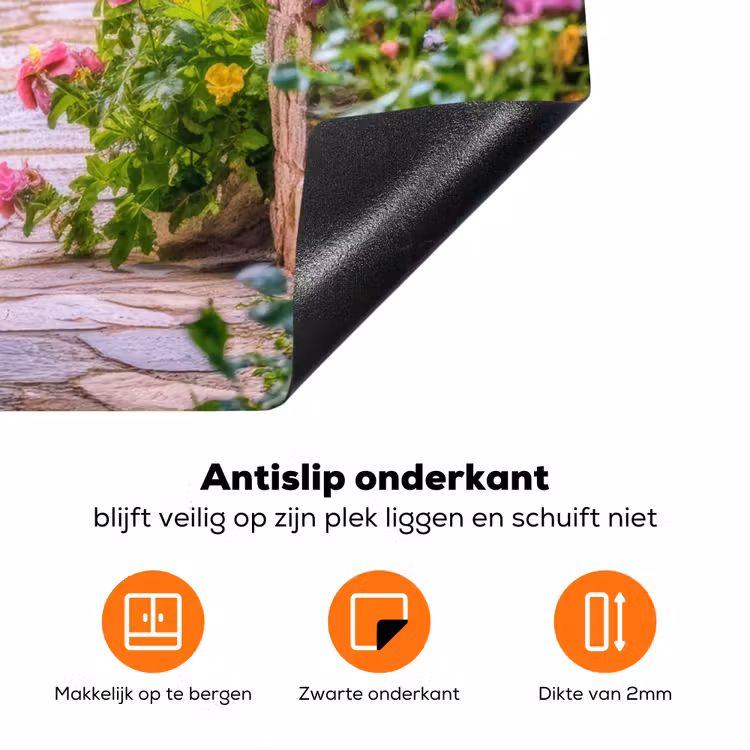 Doorkijk - Bloemen - Pad - Natuur Inductie beschermer vinyl 3mm middel -zzzzzzz-td-onderkant