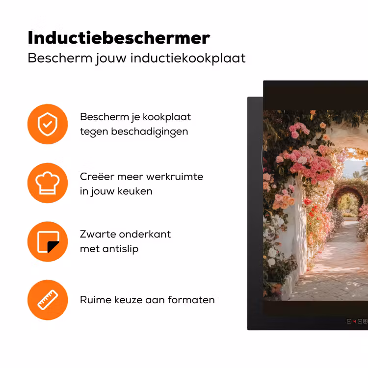 Doorkijk - Boog - Bloemen - Pastel Inductie beschermer vinyl 3mm middel -zzzzzzz-td-ups