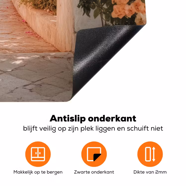 Doorkijk - Boog - Bloemen - Pastel Inductie beschermer vinyl 3mm middel -zzzzzzz-td-onderkant