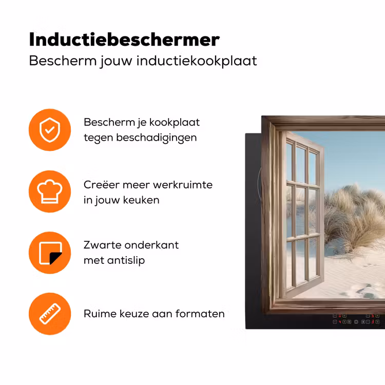 Doorkijk - Helmgras - Duinen - Zee - Landschap Inductie beschermer vinyl 3mm klein -zzzzzzz-td-ups