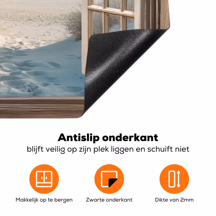Doorkijk - Helmgras - Duinen - Zee - Landschap Inductie beschermer vinyl 3mm klein -zzzzzzz-td-onderkant