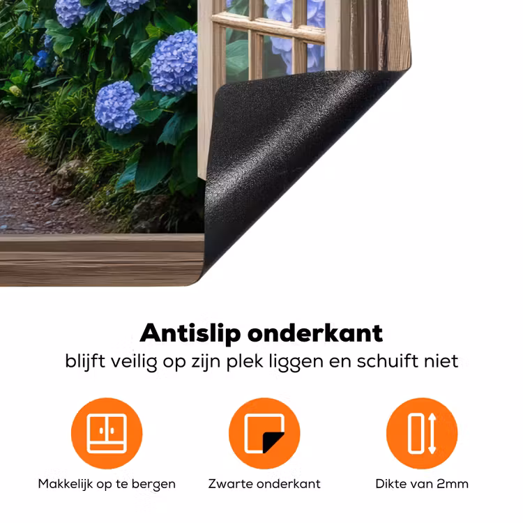 Doorkijk - Hortensia - Pad - Natuur Inductie beschermer vinyl 3mm klein -zzzzzzz-td-onderkant