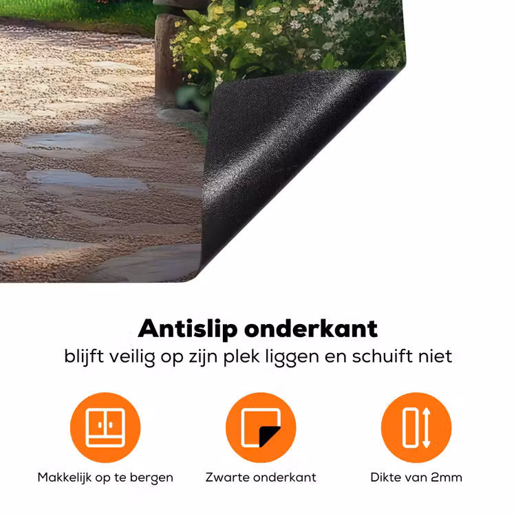 Doorkijk - Landschap - Bloemen - Pad - Uitzicht Inductie beschermer vinyl 3mm middel -zzzzzzz-td-werking