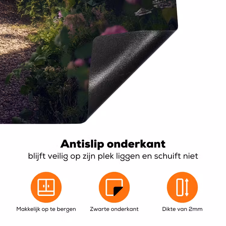 Doorkijk - Landschap - Bloemen - Rozenboog - Natuur Inductie beschermer vinyl 3mm middel -zzzzzzz-td-onderkant