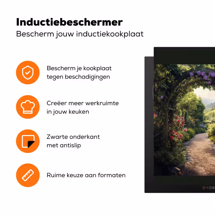 Doorkijk - Landschap - Bloemen - Tuinboog - Natuur Inductie beschermer vinyl 3mm middel -zzzzzzz-td-ups