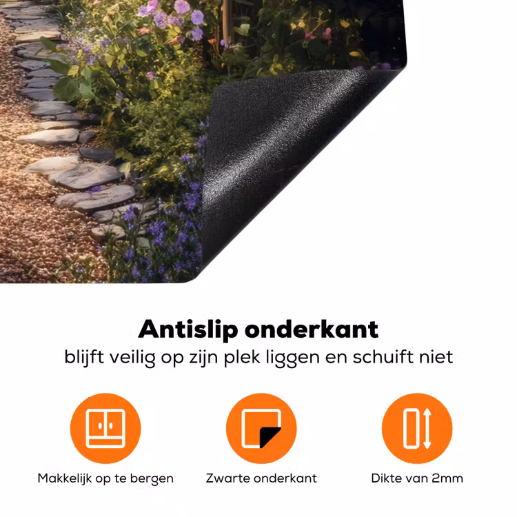 Doorkijk - Landschap - Bloemen - Tuinboog - Natuur Inductie beschermer vinyl 3mm middel -zzzzzzz-td-werking