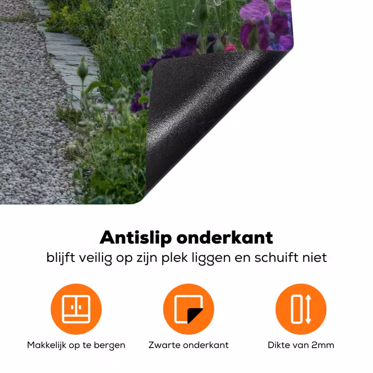 Doorkijk - Landschap - Natuur - Tuinboog - Bloemen Inductie beschermer vinyl 3mm middel -zzzzzzz-td-onderkant