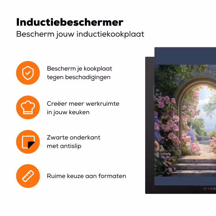 Doorkijk - Rozen - Vintage - Bloemen Inductie beschermer vinyl 3mm middel -zzzzzzz-td-ups