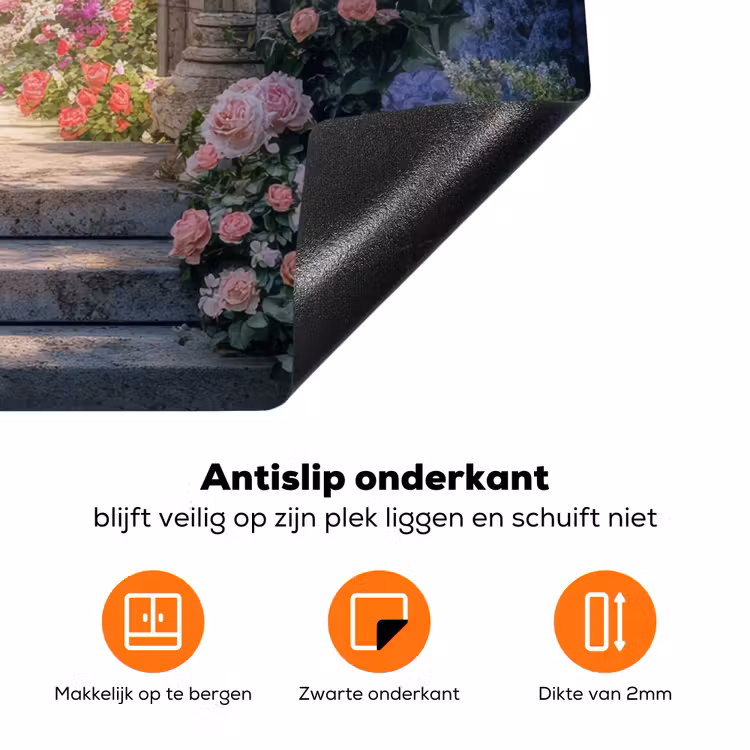 Doorkijk - Rozen - Vintage - Bloemen Inductie beschermer vinyl 3mm middel -zzzzzzz-td-werking
