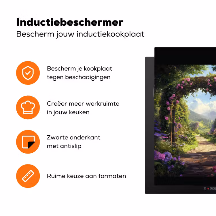 Doorkijk - Rozenboog - Uitzicht - Landschap - Bloemen Inductie beschermer vinyl 3mm middel -zzzzzzz-td-ups