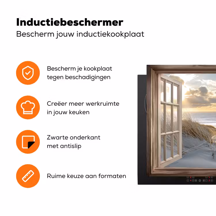 Doorkijk - Strand - Duinen - Zee - Natuur Inductie beschermer vinyl 3mm klein -zzzzzzz-td-ups
