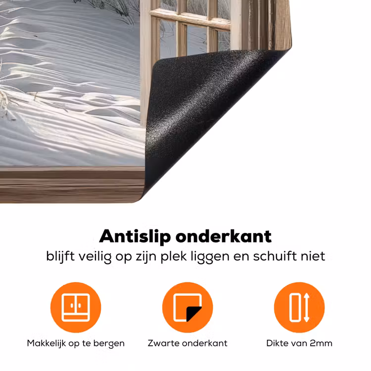 Doorkijk - Strand - Duinen - Zee - Natuur Inductie beschermer vinyl 3mm klein -zzzzzzz-td-onderkant