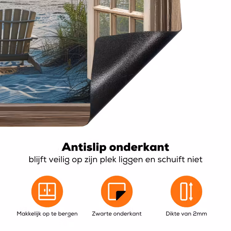 Doorkijk - Strandstoelen - Duinen - Zee - Natuur Inductie beschermer vinyl 3mm klein -zzzzzzz-td-onderkant