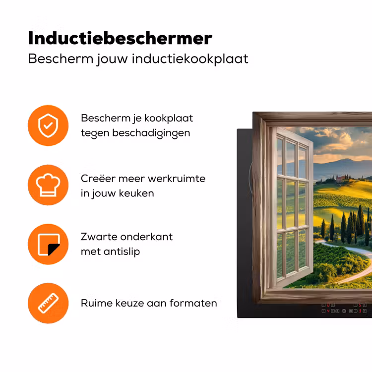 Doorkijk - Toscane - Uitzicht - Landschap - Zomer Inductie beschermer vinyl 3mm klein -zzzzzzz-td-ups