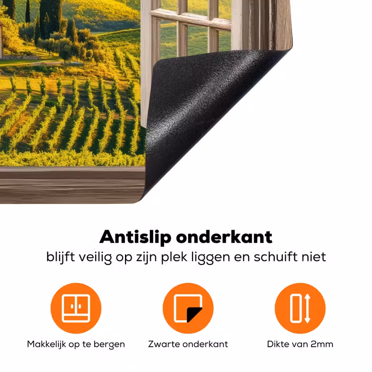 Doorkijk - Toscane - Uitzicht - Landschap - Zomer Inductie beschermer vinyl 3mm klein -zzzzzzz-td-onderkant