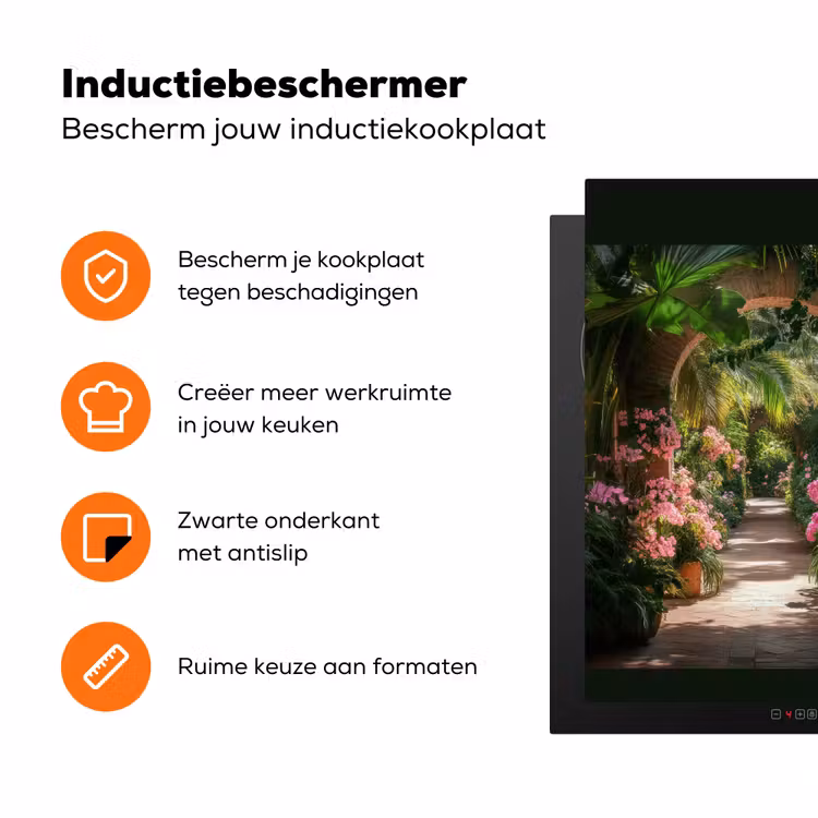 Doorkijk - Tropisch - Bloemen - Natuur Inductie beschermer vinyl 3mm middel -zzzzzzz-td-ups