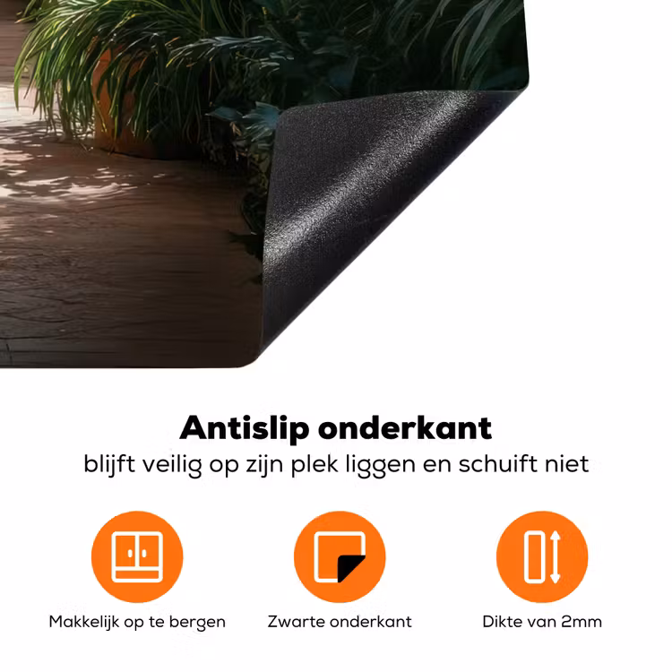 Doorkijk - Tropisch - Bloemen - Natuur Inductie beschermer vinyl 3mm middel -zzzzzzz-td-onderkant