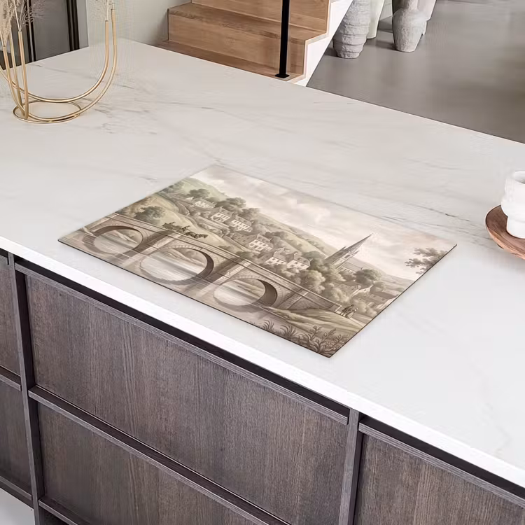 Dorp - Brug - Uitzicht - Groen Inductie beschermer vinyl 3mm klein -sfeer8